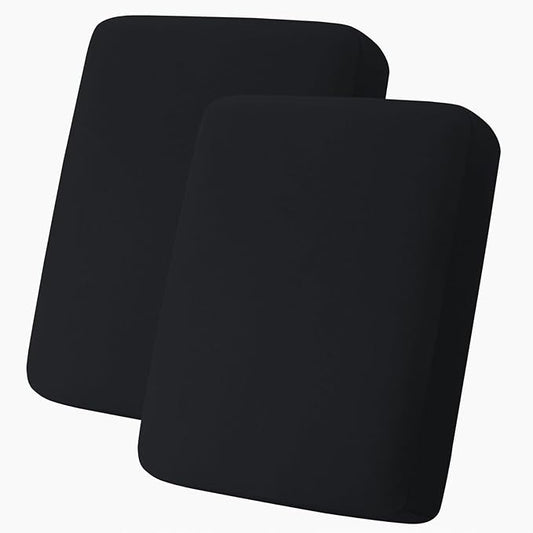hyha Milk Silk Couch Cushion Covers, Soft Magic Sofa Covers Washable for 2 Cushion Couch, Stretch Sectional Outdoor Cushion Covers for Patio Furniture with Elastic Bottom(2 Packs, Black)