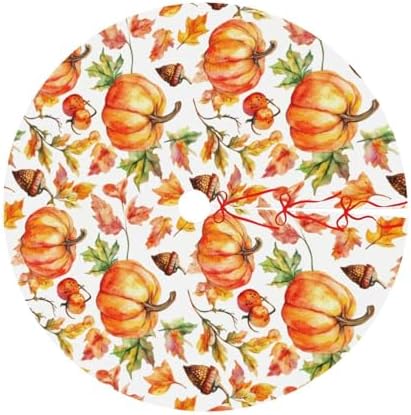 Christmas Tree Skirt, Fall Pumpkins Nuts Thanksgiving Xmas Large Tree Mat, New Year Festive Holiday Party Decorations 30" inches - Image 7