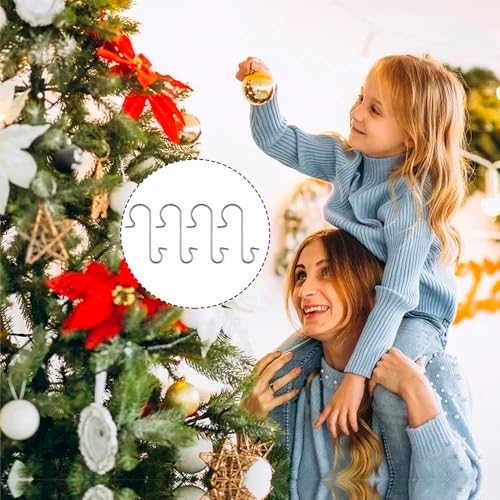 Ornament Hooks 200Pcs Silver Christmas Ornament Hooks for Christmas Trees Metal Wire Ornament Hangers 1.2" Mini Xmas Hanging Hooks Christmas Tree Hooks with Storage Box for Christmas Decor Party Ball - Image 5