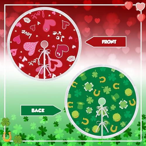 36 Inch Valentine's Day Tree Skirt Reversible St. Patrick's Decorations - Image 2