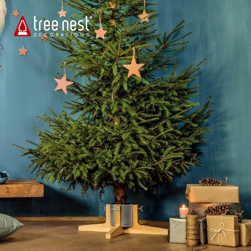 Tree Nest Christmas Tree Stand Base for 7ft Real Tree Sliver Christmas Tree Holder Stable for Xmas Tree Decoration Rustic (Silver,Medium) - Image 2