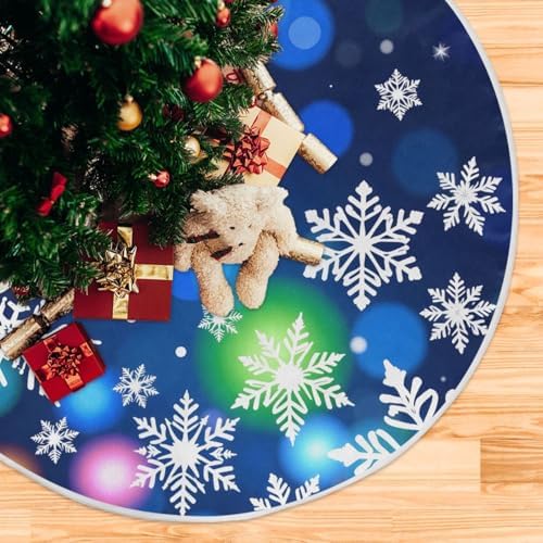 Beautiful Snowflakes Blue Christmas Tree Skirt Small Xmas Tree Skirts Decorations 36 in Burlap Tree Mat Cover for 4 ft Trees Holiday Party - Image 5