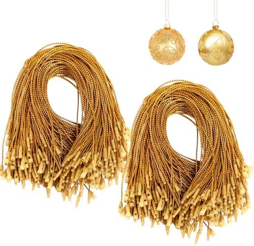 FEBSNOW 500Pcs Christmas Ornament Hangers, Gold Hanging Strings with Snap by HOMECRAFTBEAUTYBABY