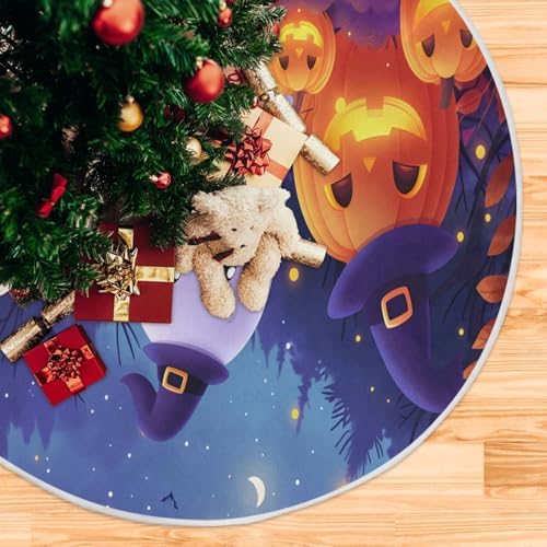 Halloween Ghosts Pumpkins Christmas Tree Skirt Small Xmas Tree Skirts Decorations 36 in Burlap Tree Mat Cover for 4 ft Trees Holiday Party - Image 5