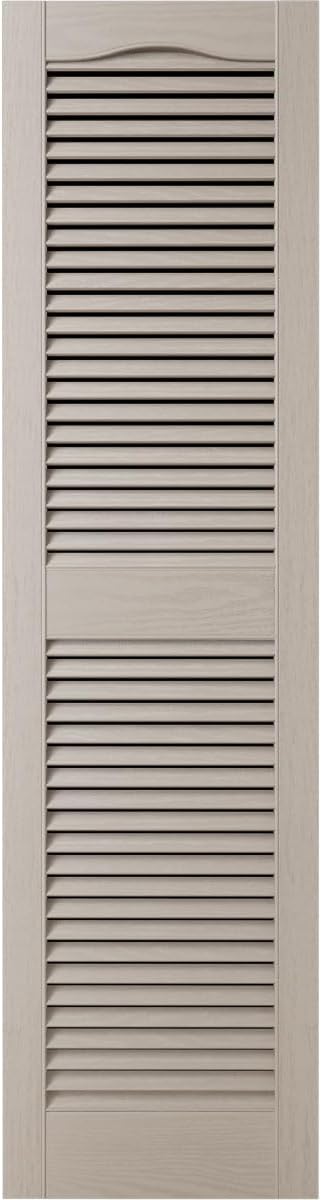 Ekena Millwork Lifetime Vinyl LL1S12X06400CL Standard Cathedral Top Center Mullion, Open Louver Vinyl Shutters, w/Installation Shutter-Lok's & Matching Screws (Per Pair), 12"W x 64"H, Clay