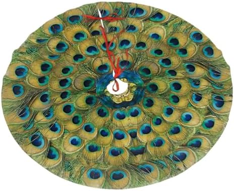 Peacock Feathers Circle Christmas Tree Skirt 48" for Xmas Halloween New Year Holiday Party Home Tree Mat Decor Ornaments Decoration by Majoug