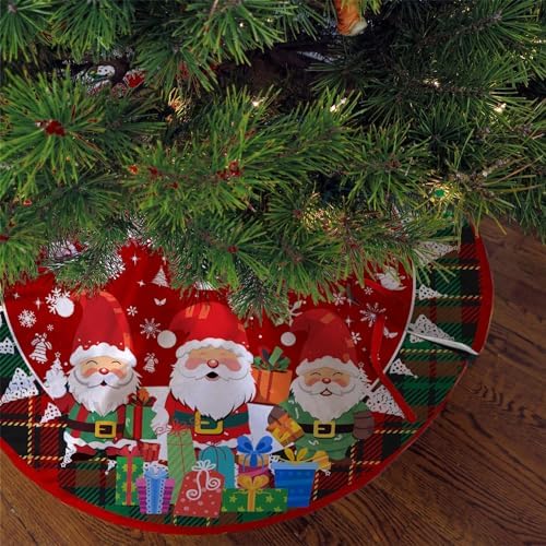 Christmas Tree Skirt 36in, Santa Claus Large Red Plaid Christmas Decor for Tree, Xmas Tree Mat for Christmas New Year Holiday Party Decor - Image 5