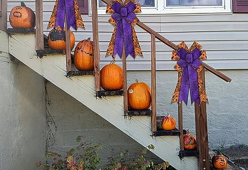 Burlap Purple Spider Wreath Bow for Halloween Decor - Spider Web Orange Bows for Front Door, Indoor/Outdoor Wall & Tree Topper Decoration Supplies - Image 4