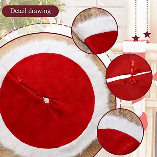 Mudder 19.7 Inch Christmas Tree Skirt,Red and White - Image 3