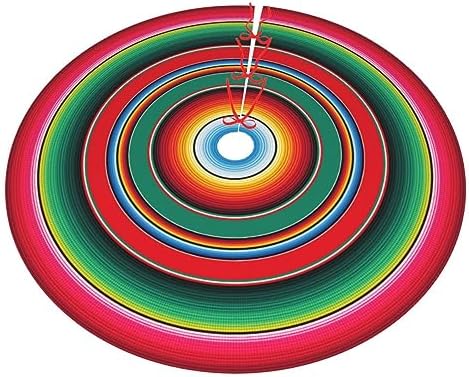 Mexican Blanket Serape Stripe Pattern Sarapes Mantel Mexicano Colorful 36 Inch Christmas Tree Skirt Carpet Mat Funny Party Decor Supplies for Xmas Halloween Decorations Occasion Ornament - Image 2