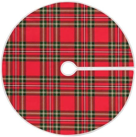 Red Green Tartan Plaid Christmas Tree Skirt Small Xmas Tree Skirts Decorations 36 in Burlap Tree Mat Cover for 4 ft Trees Holiday Party by BOENLE-WELCOMEYOURCOMING
