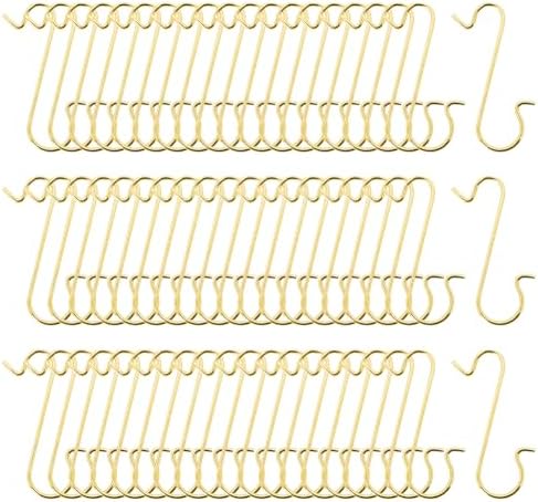 300 Pcs 3cm Christmas Ornament Hooks Christmas Tree Decoration Hangers Small Xmas Ball Hooks Mini Metal Wire Hanging Hooks S Shaped Hangers for Hanging Ornaments Charms Golden by UUYYEO