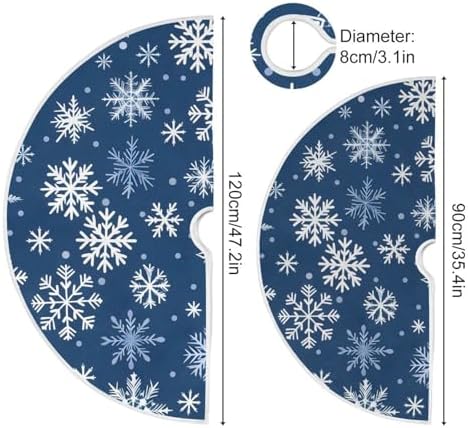 Blue White Snowflakes Christmas Tree Skirt Small Xmas Tree Skirts Decorations 36 in Burlap Tree Mat Cover for 4 ft Trees Holiday Party - Image 4