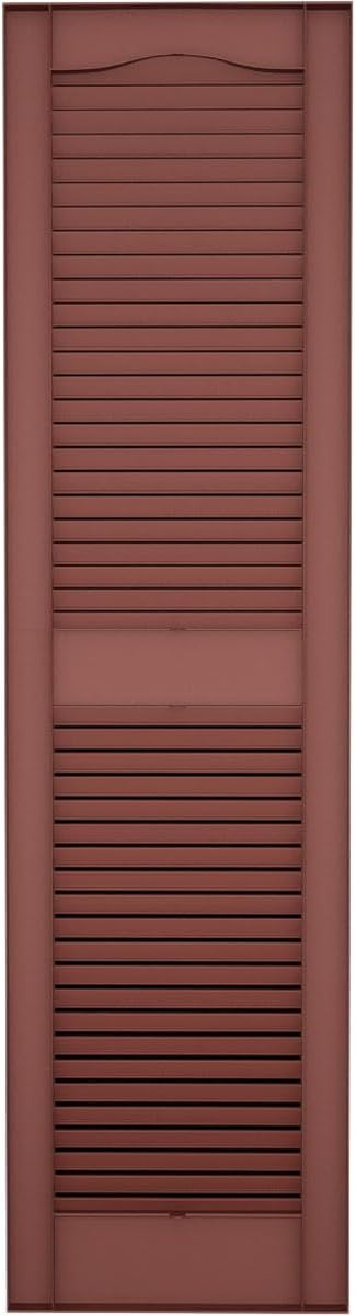 Ekena Millwork Lifetime Vinyl LL1S12X03900RD Standard Cathedral Top Center Mullion, Open Louver Vinyl Shutters, w/Installation Shutter-Lok's & Matching Screws (Per Pair), 12"W x 39"H, Burgundy Red