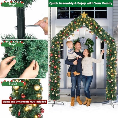 Outvita Christmas Archway Decoration, 8.5ft Artificial Tree Stand with Roof Top, Background Stand for Outdoor Indoor Room Festival Decoration - Image 3