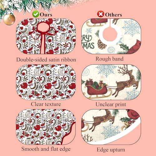 Ridhi Prune Red Hand Block Print Cotton Christmas Tree Skirt 70 Inch - Image 4