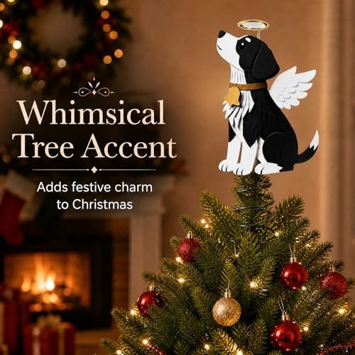 Soulchen Christmas Tree Topper Metal Black Angel Dog - Image 5