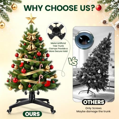 Rolling Christmas Tree Stand with Wheels for Up to 12 FT Artificial Trees - Image 4