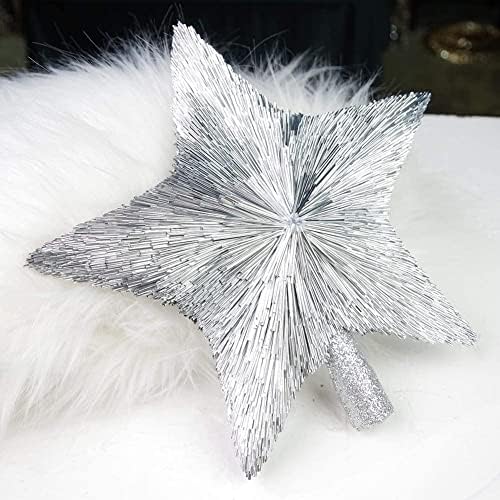Luxury Christmas Tree Star Topper Handmade Xmas Tree Decoration Unique Christmas Toppers Decorations Ornaments for Christmas Party Indoor Outdoor (Silver, 8 inches) - Image 2