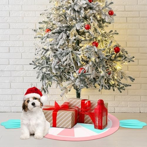 Candy Christmas Tree Skirt Candy Cane Tree Skirt Mat 62 in, Pastel - Image 5
