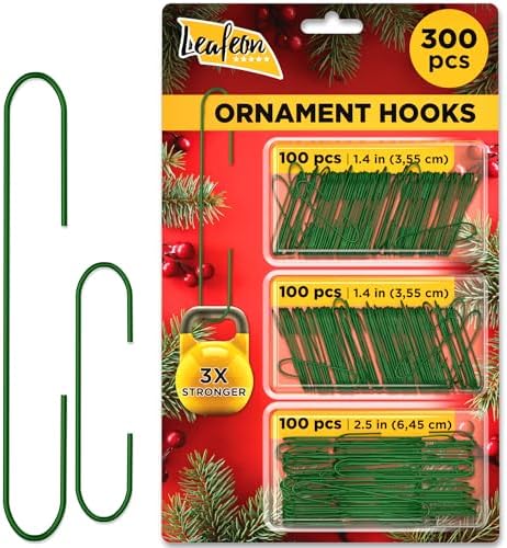 Leafeon 300 Pack Christmas Ornament Hooks for Christmas Tree Decoration ?€? The Best Holiday Ornament Hangers (Green) by Leafeon