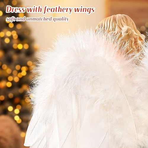 PEEKI Christmas Tree Topper, 15" Angel Treetop with Lights and Remote Control Timer, Christmas Tree Decoration for Holiday Ornament and Home Decor, Silver - Image 6