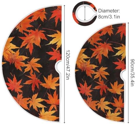 Yellow Maple Leaf 48 Inch Christmas Tree Skirt, Soft Xmas Tree Mat for Party Decoration Holiday Decor Christmas Decorations Indoor Outdoor - Image 3