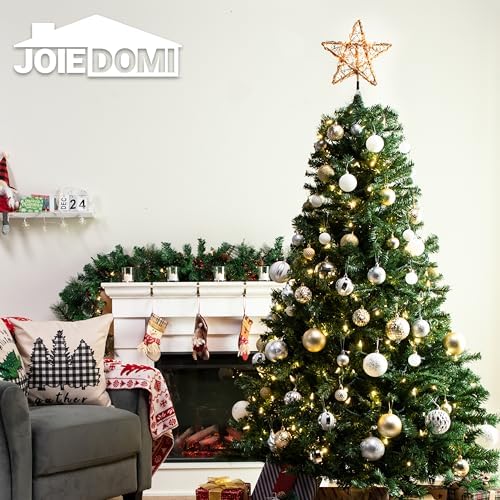 Joiedomi 8 Inch Christmas Tree Toppers, 30 LED Rustic Rattan Star Lighted for Xmas Decorations, Holiday Party Indoor Decor - Image 7
