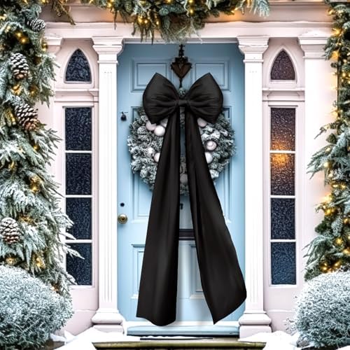 Daifunli 20 x 47 in Giant Satin Bow Christmas Tree Topper,Black - Image 5