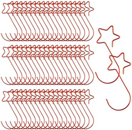100 Pieces Star Shaped Christmas Ornament Hooks Christmas Tree Hangers Bauble Hooks Hanging Fasteners Made of Metal for Secure Hanging Suitable for Ho, Red by Unknown