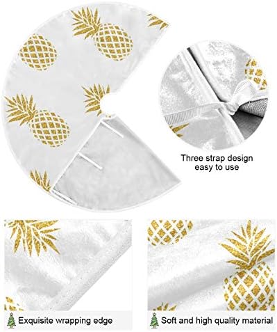 Blueangle Christmas Tree Skirt 35.4 Inch Gold Pineapple Tree Skirt for Xmas Decor Festive Holiday Decoration - Image 2