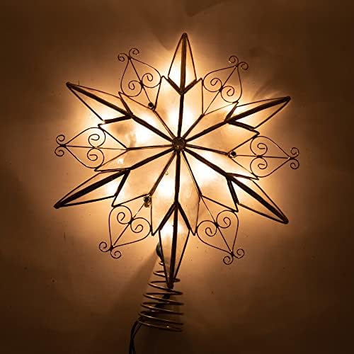 Kurt Adler 10-Light 6-Point Capiz Star Treetop with Scroll Design - Image 3