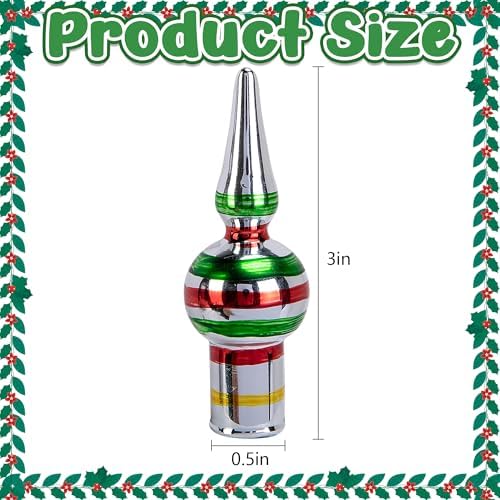 4 Pcs Christmas Vintage Glass Tree Topper, 3'' Blown Glass Xmas Treetop - Image 2