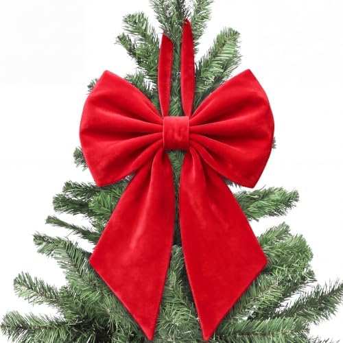 Janinka Red Christmas Tree Topper Bow 22" Big,Velvet by Janinka