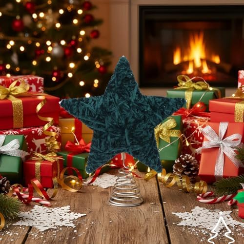 Soulchen Christmas Tree Topper Velvet Tree Topper Star for Decoration,Green - Image 6