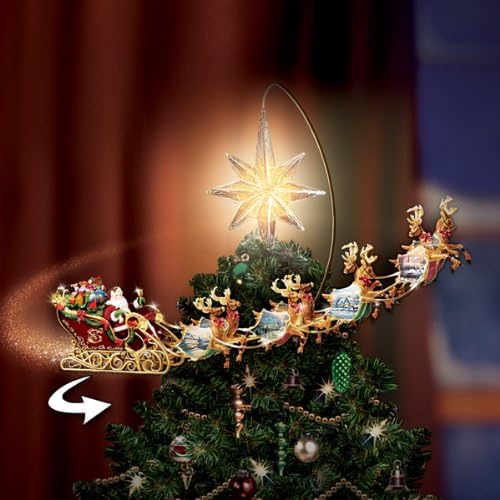 Thomas Kinkade Holidays in Motion Rotating Illuminated Tree Topper Animated Christmas Decor by The Bradford Editions - Image 5