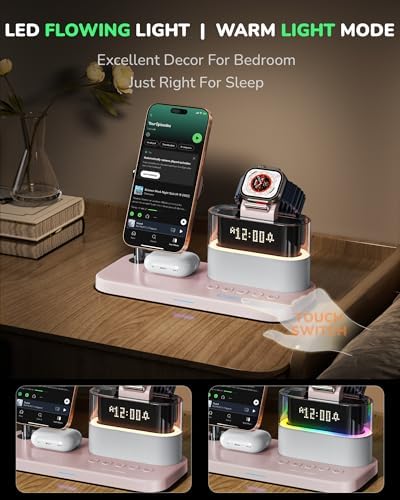 5 in 1 Mag-Safe Wireless Charger with Alarm Clock Night Light for Apple - Image 5