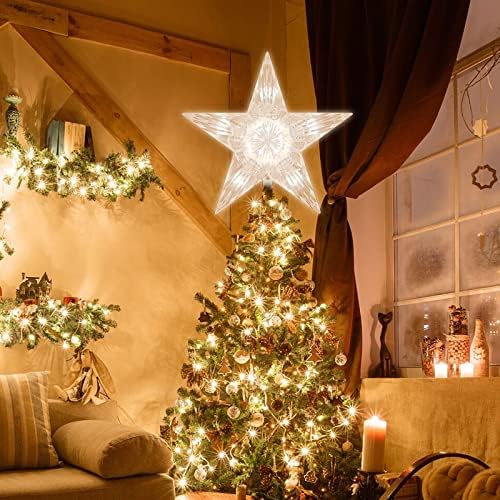 10 Lights 9 Inch Christmas Star Tree Topper, Christmas Tree Star Topper with Lights for Home Xmas Tree Decoration (Warm White) - Image 2