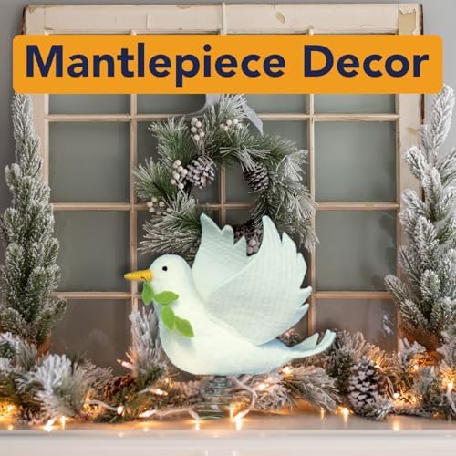 Bits and Pieces 12 Inch White Felt Dove Christmas Tree Topper - Image 4