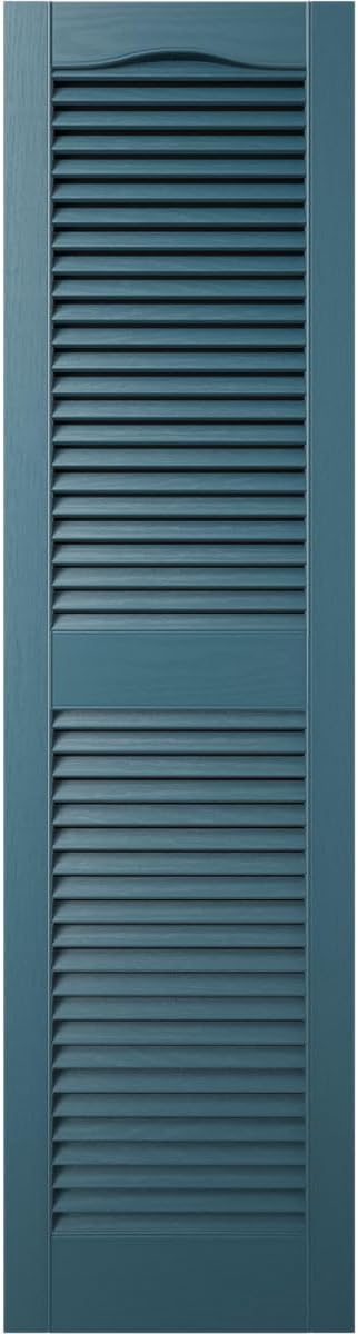 Ekena Millwork Lifetime Vinyl LL1S14X04300MB Standard Cathedral Top Center Mullion, Open Louver Vinyl Shutters, w/Installation Shutter-Lok's & Matching Screws (Per Pair),14 1/2"W x 43"H, Midnight Blue