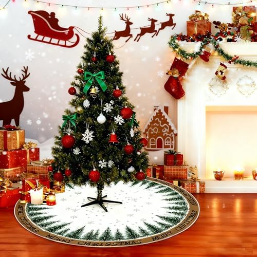 Christmas Christmas Tree Skirt 36 Inch, Snowflake Winter Holiday Tree Mat Decoration - Image 5