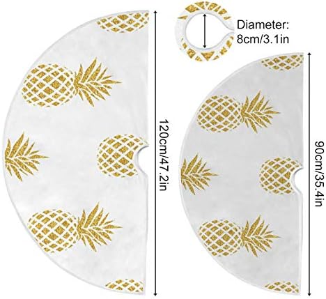 Blueangle Christmas Tree Skirt 35.4 Inch Gold Pineapple Tree Skirt for Xmas Decor Festive Holiday Decoration - Image 3