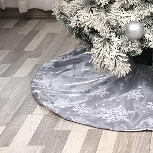 Flash World 36 Inch Large Christmas Tree Skirt Xmas Soft Cover Mat Decor Snowflake Collar Farmhouse Tree Skirt for Holiday Ornaments Party Home Indoor Decorations (Flocking Grey, 36INCH) - Image 5