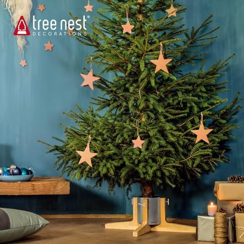 Tree Nest Christmas Tree Stand Base for 10ft Real Tree Sliver Christmas Tree Holder Stable for Xmas Decoration Rustic (Silver,Large) - Image 2