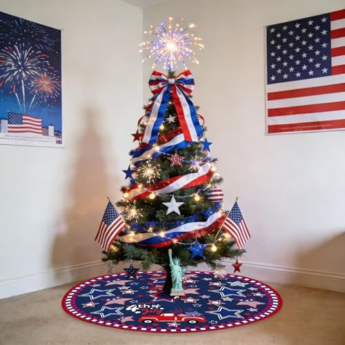 36 Inch Easter Tree Skirt Reversible 4th of July Decorations - Image 3