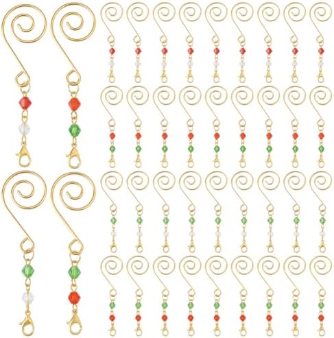 WADORN 100 Pieces 4 Styles Metal Ornament Hangers with Lobster Claws 3 Inch Pendant Christmas Ornament Hooks for Tree Decorations DIY Crafts Xmas Party Decoration by WADORN