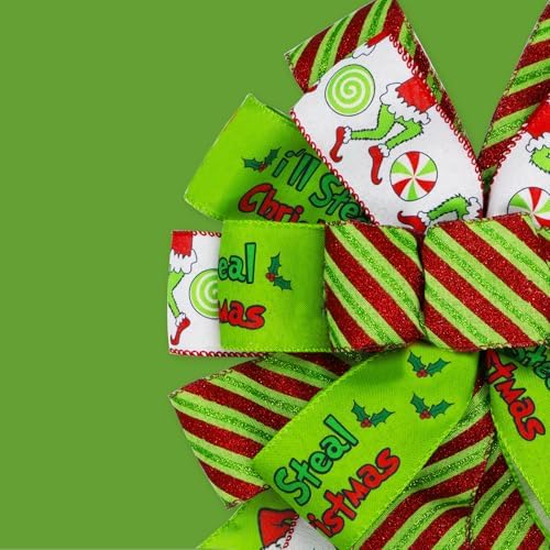 Large Christmas Tree Topper Bow 52x13 Inch, Pre-Tied Wired Wreath Ribbon - Image 4