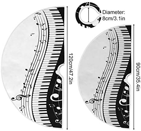 Blueangle 35.4Inch Piano Keys Musical Notes Christmas Tree Skirt Large Round Tree Skirt Polyester Christmas Tree Skirt Christmas Decorations - Image 3