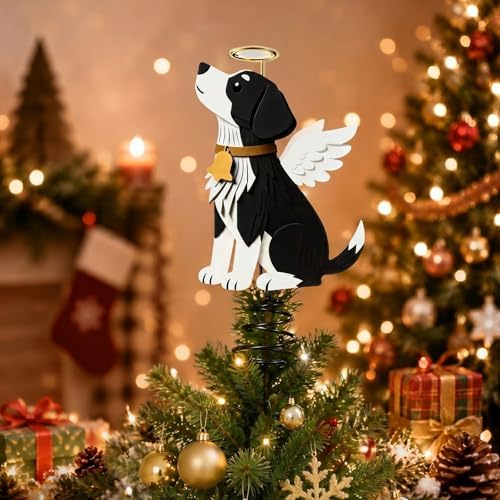 Soulchen Christmas Tree Topper Metal Black Angel Dog by Soulchen