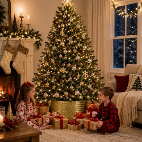 Inside Out Home 4-Panel Metal Christmas Tree Collar - Stylish Holiday Tree Skirt Alternative - Durable Metal Construction Base Cover - Protects Tree Base from Pets - Easy Assembly - Gold - Image 6